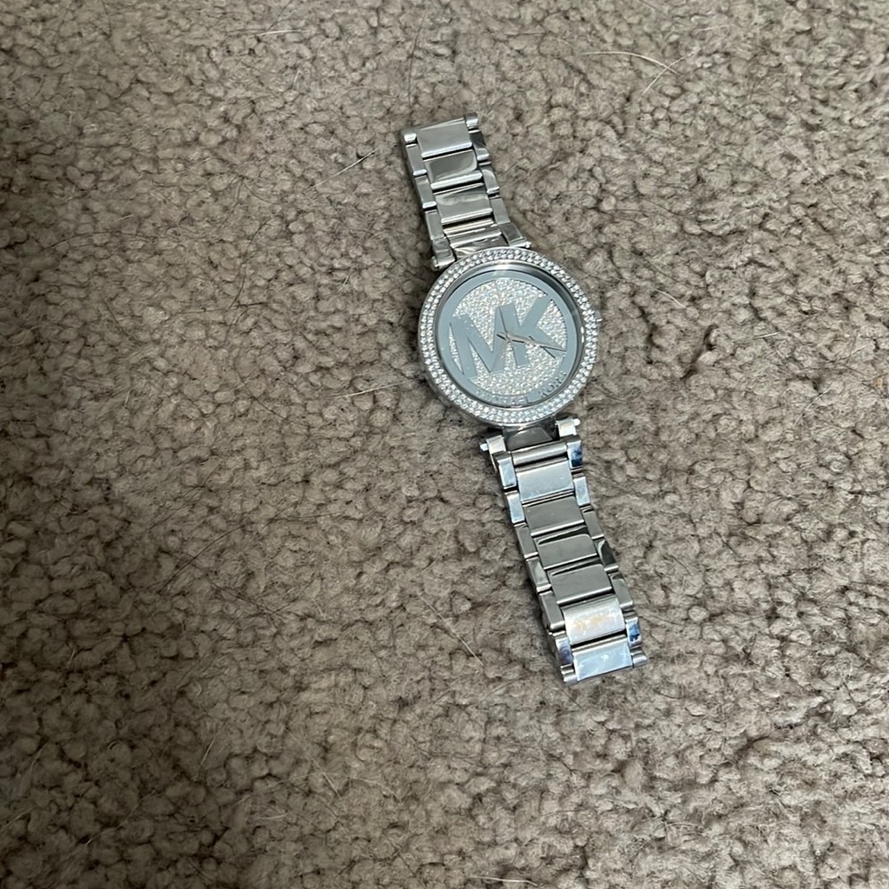 Silver studded watch